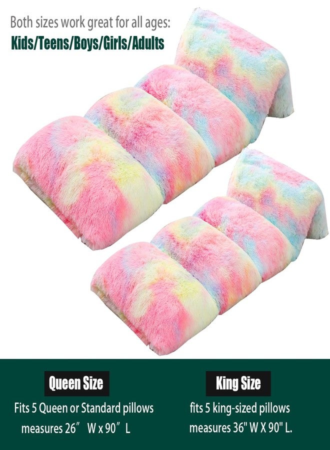 Mengersi Velvet Floor Pillows,Faux Fur Tie Dye Pillow Bed Floor Lounger Cover,Sleeping Mat for Girls Teen Toddler,Pillow Lounger for Reading Playing Games Party,Requires 5 Pillows(Queen,Pink) - Image 4