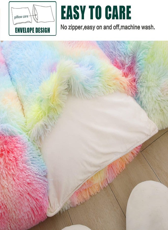 Mengersi Velvet Floor Pillows,Faux Fur Tie Dye Pillow Bed Floor Lounger Cover,Sleeping Mat for Girls Teen Toddler,Pillow Lounger for Reading Playing Games Party,Requires 5 Pillows(Queen,Pink) - Image 5