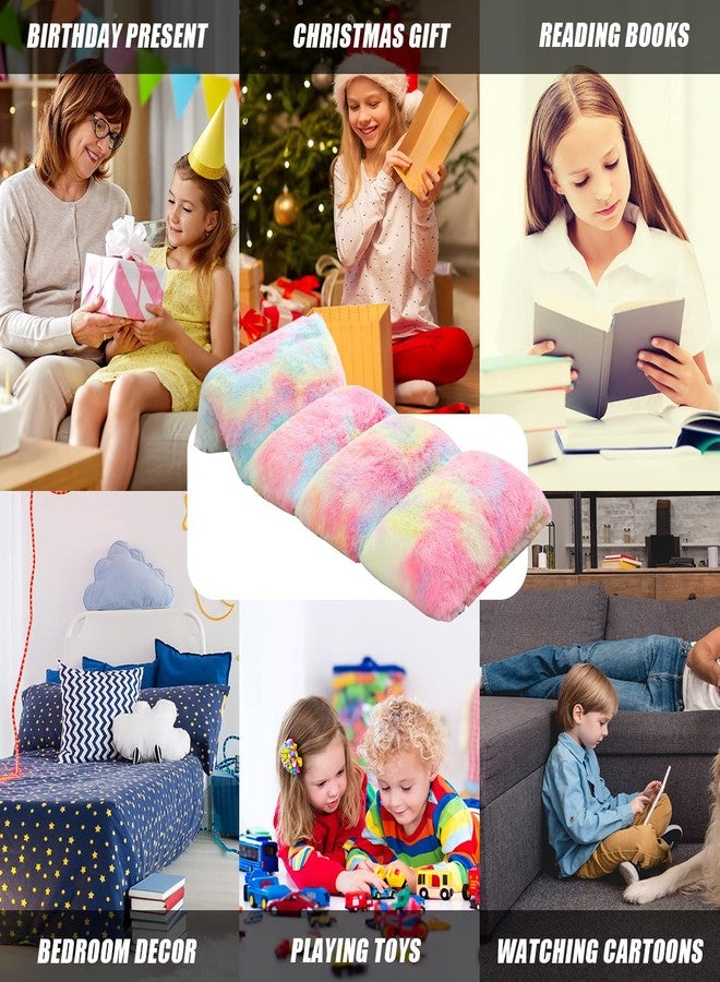 Mengersi Velvet Floor Pillows,Faux Fur Tie Dye Pillow Bed Floor Lounger Cover,Sleeping Mat for Girls Teen Toddler,Pillow Lounger for Reading Playing Games Party,Requires 5 Pillows(Queen,Pink) - Image 3