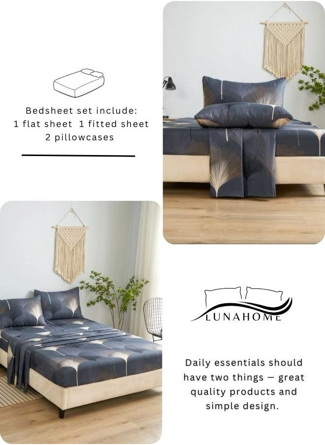 LUNA Home - 4 Pieces Bedsheet Set, Brown Color. - Image 1