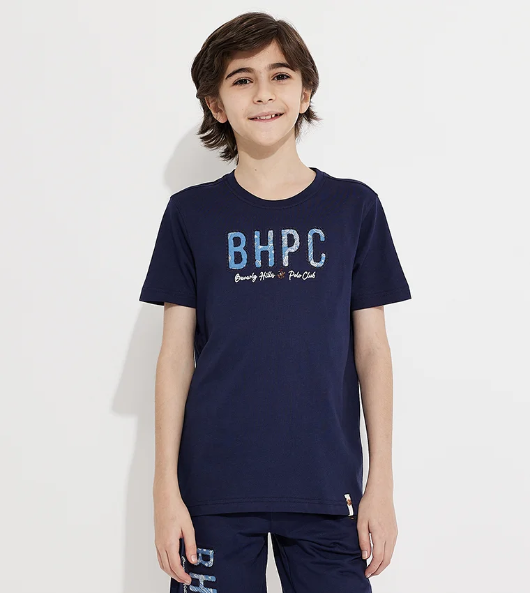 BEVERLY HILLS POLO CLUB Logo Printed Crew Neck T-Shirt