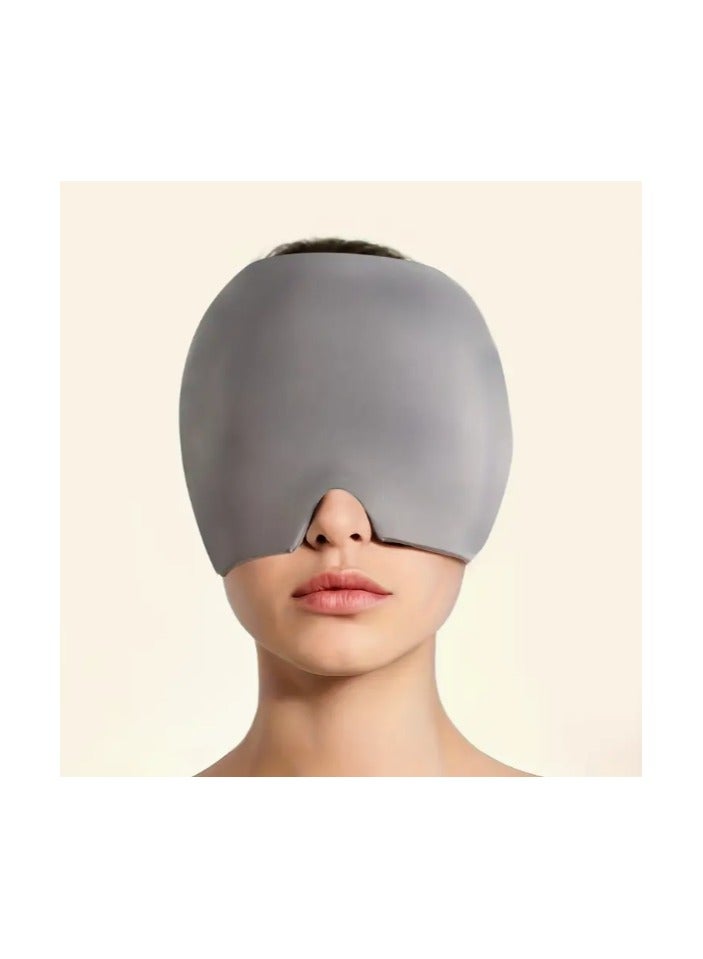 Migraine Hat, Adjustable Cold Gel Headband with Ice Pack Eye Mask for Facial Cooling Grey, Cooling, Management, Ergonomic Headband, Comfortable Design, Lightweight Comfort, Durable Construction, Cooling Head Wrap, Wellness Enthusiasts, Migraine Sufferers