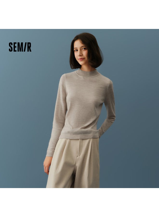 SEMIR Semir Meili Nu Solid Color Wool Sweater For Women, Winter New Style, Semi-turtleneck Base Layer, Machine Washable, 109724107001  - Image 2
