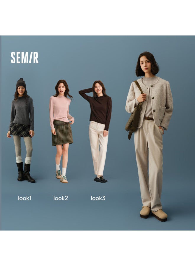 SEMIR Semir Meili Nu Solid Color Wool Sweater For Women, Winter New Style, Semi-turtleneck Base Layer, Machine Washable, 109724107001  - Image 4