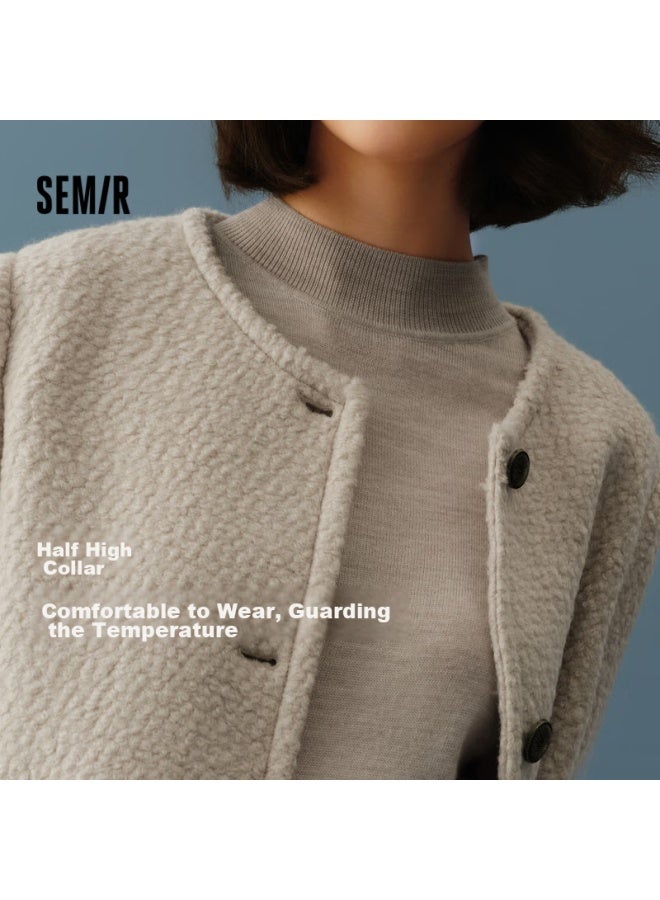 SEMIR Semir Meili Nu Solid Color Wool Sweater For Women, Winter New Style, Semi-turtleneck Base Layer, Machine Washable, 109724107001  - Image 3