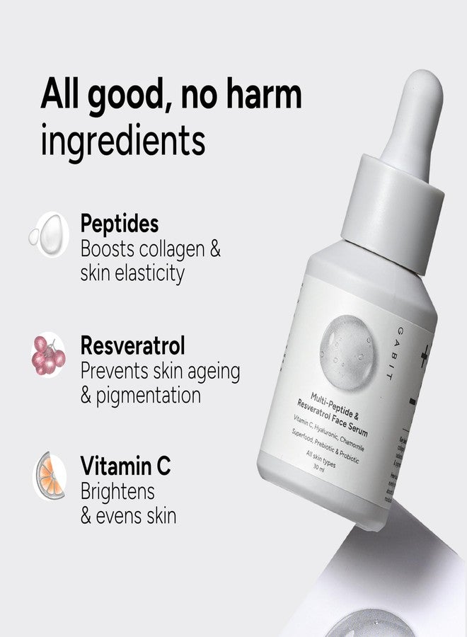 Gabit Multi-Peptide & Resveratrol Pro-ageing Serum For Wrinkles, Fine Lines, Dark Spots | Boosts Collagen | Normal, Oily, Dry, Sensitive Skin Types |Vit-C, Hyaluronic, Chamomile |For Women & Men, 30 ml | Pack of 2 - Image 3