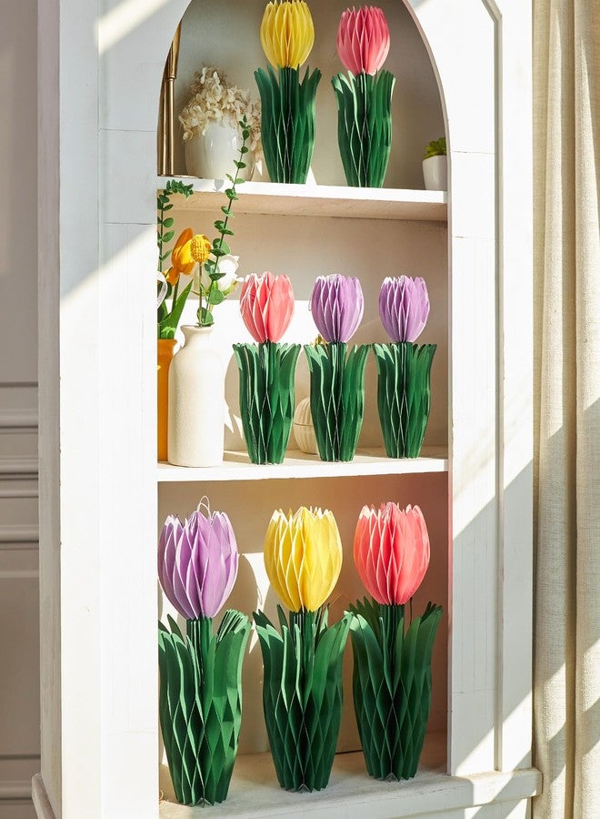 PAPER JAZZ Tulip Paper Flower Centerpieces for Table Spring Party Decorations for Table Pastel Tulip Honeycomb Mothers Day Decoration, Floral Centerpieces for Easter Party Birthday Tea Party - Image 3