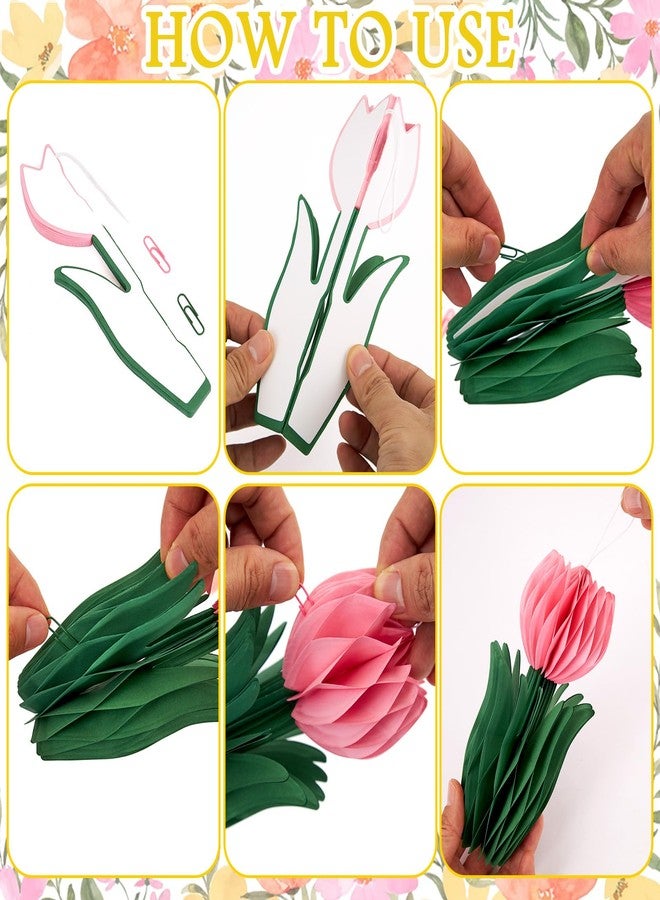 PAPER JAZZ Tulip Paper Flower Centerpieces for Table Spring Party Decorations for Table Pastel Tulip Honeycomb Mothers Day Decoration, Floral Centerpieces for Easter Party Birthday Tea Party - Image 4