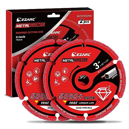 EZARC Diamond Cutting Wheel 3 x 3/8 Inch, 5000+ Cuts on Metal, 2 Pack, Gray, Die Grinder, Diamond Material - Image 1