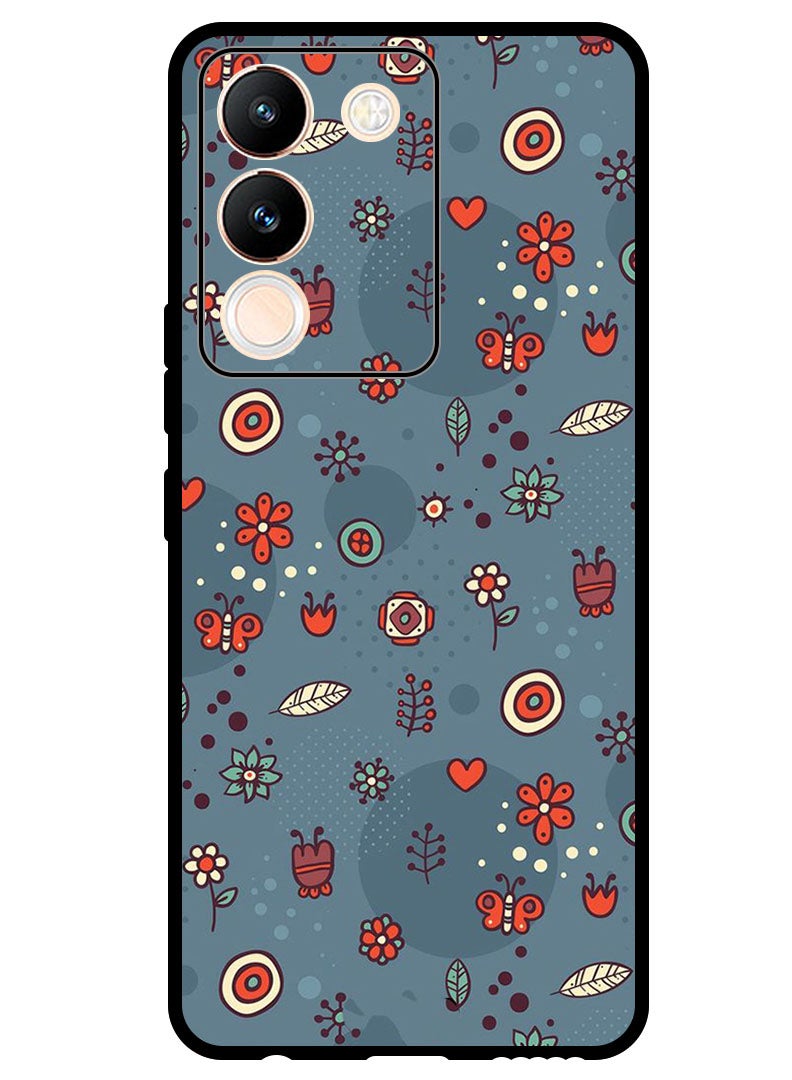 Theodor Protective Case Anti Scratch Shock Proof Bumper Cover For Vivo Y200 Leaves and Flowers - Image 1
