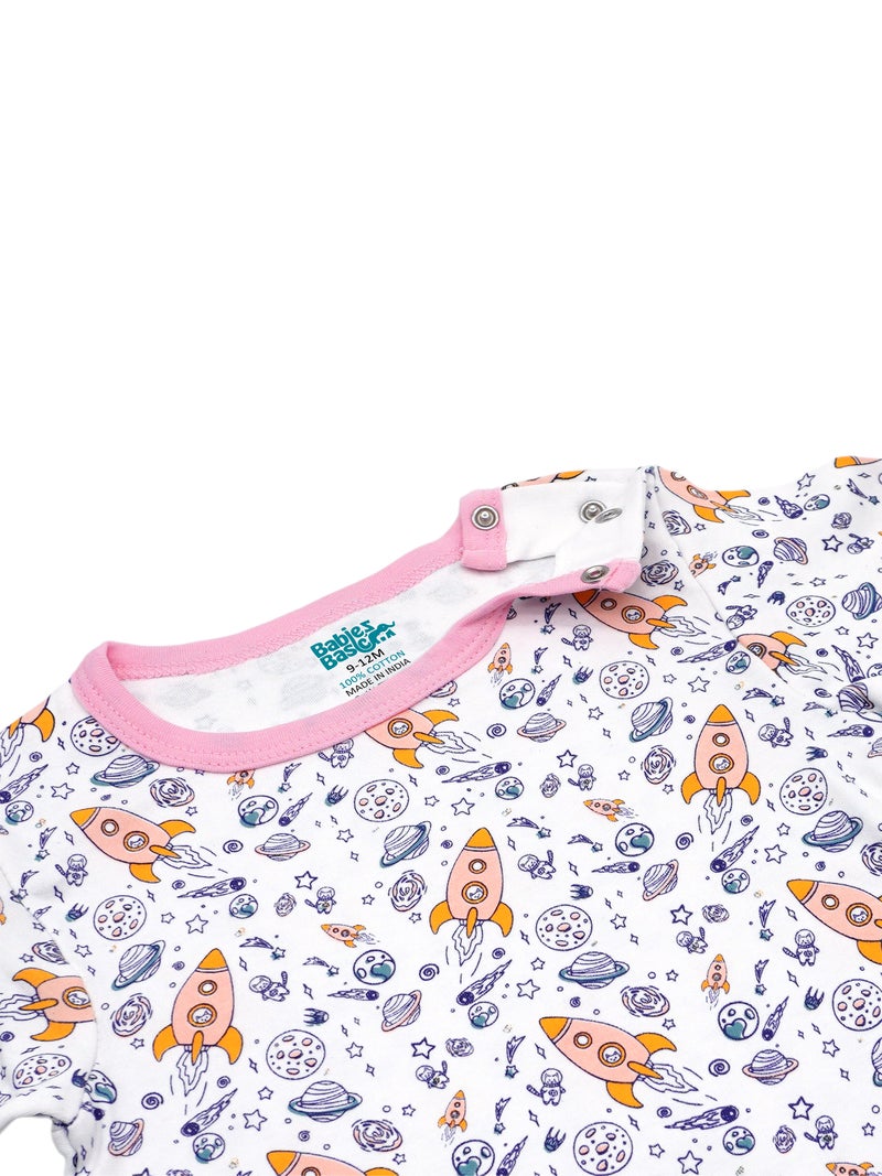 بابيز_بيسك بيبيز بيسك مجموعة هدايا مكونة من 5 قطع قطنية 100٪ للجنسين تشمل السالوبيت ، والرمبر ، والقفازات ، والقبعة ، والبيجامة/البذلة. - Image 5