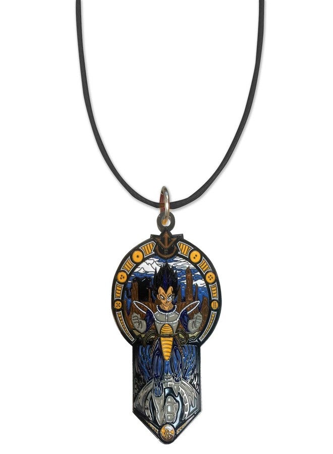 Hat Shark Prince Anime Fighting Powerful Men Cartoon Parody Design - Enamel Metal Pendant 19.5in Black Cord Necklace - Image 2