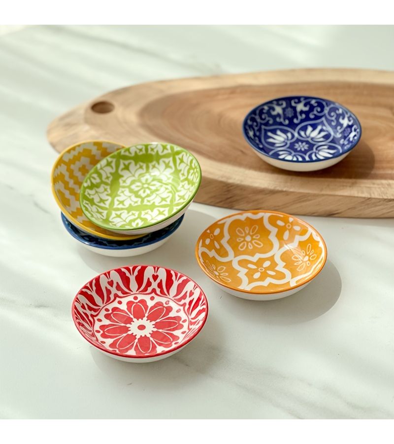 10pcs Bohemian Ceramic Seasoning Plates for Soy Sauce Vinegar Spices - Image 2