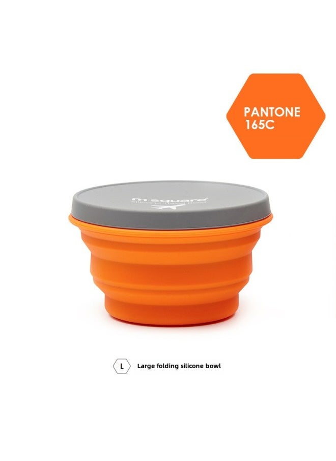 Generic - M Square Silicone Folding Kettle Portable Outdoor Camping Open Fire Coffee Tea Card Stove Cookware-Color:Orange Bowl (1000mL)-Capacity:Custom - Image 1