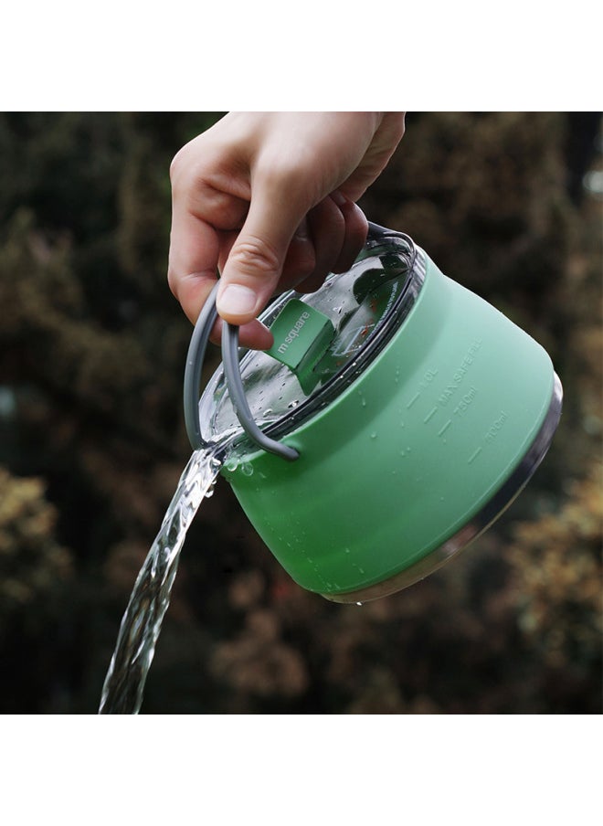 Generic - M Square Silicone Folding Kettle Portable Outdoor Camping Open Fire Coffee Tea Card Stove Cookware-Color:Orange Bowl (1000mL)-Capacity:Custom - Image 1