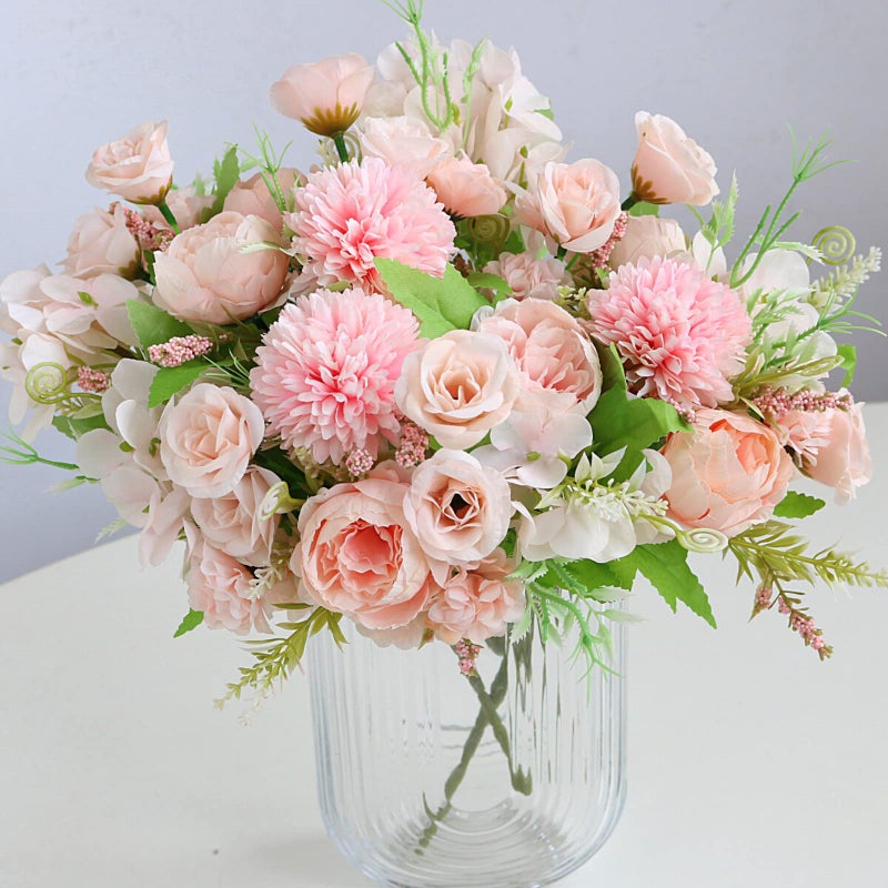 ASTRYAS Pink Peonies Artificial Flowers, 12Pcs Fake Peonies Silk Hydrangea Bouquet for Decoration Faux Peonies Bulk for Florals Arrangements Wedding Party Table Shower (12, Light Pink) - Image 1