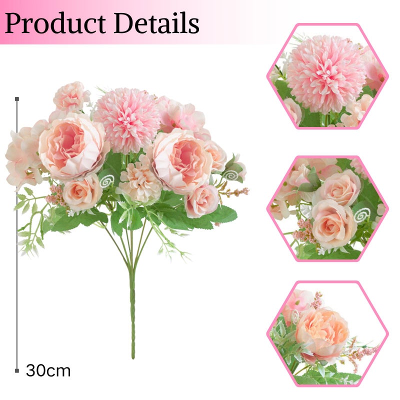 ASTRYAS Pink Peonies Artificial Flowers, 12Pcs Fake Peonies Silk Hydrangea Bouquet for Decoration Faux Peonies Bulk for Florals Arrangements Wedding Party Table Shower (12, Light Pink) - Image 2