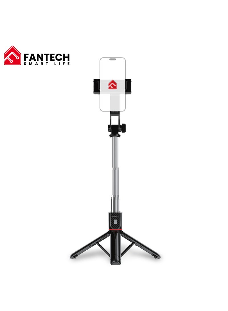 FANTECH Selfie stick tripod, retractable, 360° rotation, wireless remote control, detachable phone holder, lightweight and portable, compatible with iPhone, Samsung, Android, perfect for travel and video blogging - Image 1