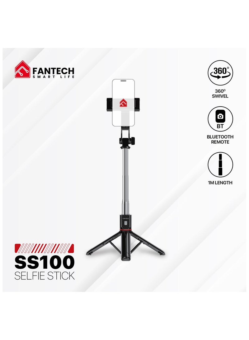 FANTECH Selfie stick tripod, retractable, 360° rotation, wireless remote control, detachable phone holder, lightweight and portable, compatible with iPhone, Samsung, Android, perfect for travel and video blogging - Image 2