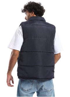 Andora Press Buttons Closure Sleeveless Vest _ Navy Blue  - Image 2