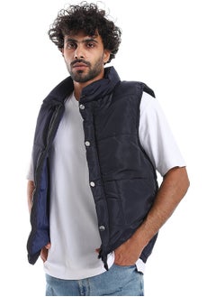 Andora Press Buttons Closure Sleeveless Vest _ Navy Blue  - Image 3