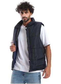 Andora Press Buttons Closure Sleeveless Vest _ Navy Blue  - Image 4