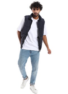 Andora Press Buttons Closure Sleeveless Vest _ Navy Blue  - Image 5