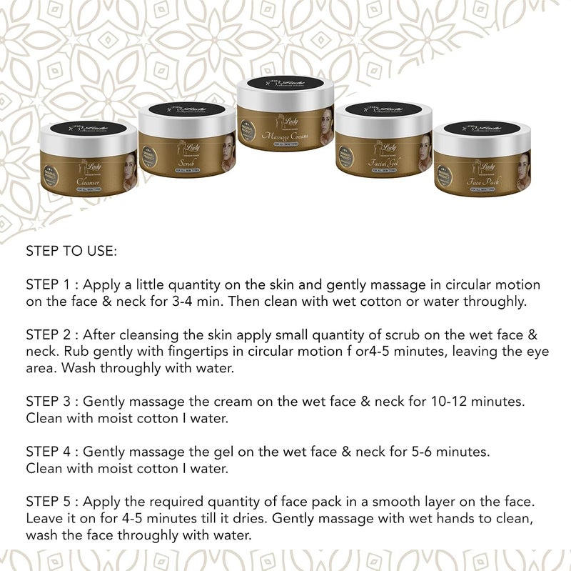 professional feel Blue Lady Professional 24K Herbal Gold Facial kit For Women  Men Beauty Parlour Facial Kit  Set of 5 275 g - Image 4