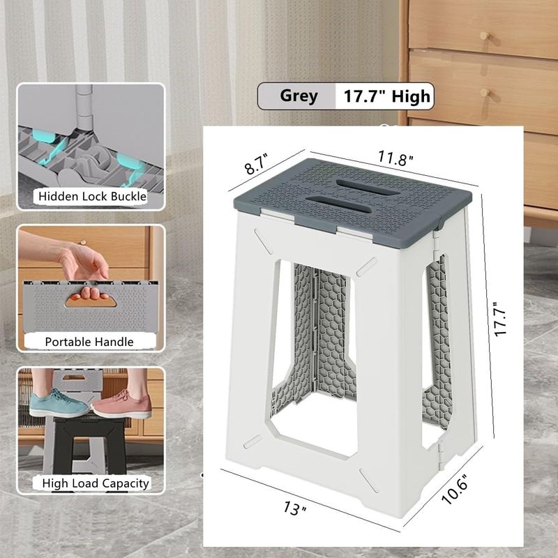 JIEYUAN Foldable Bath Shower Safety Chair Seat, 17.7" High Anti-Slip Bench Bath tub Stool for Elderly or Seniors (ShowerChair Grey) - Image 2