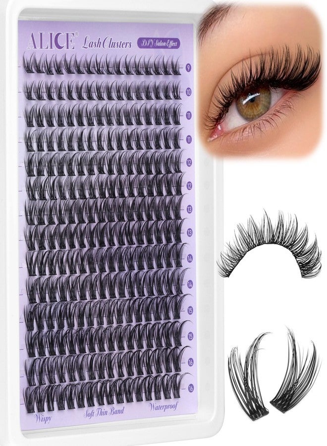 Alice Lash Clusters Natural Wispy Cluster Eyelash Extensions DIY Individual Lashes Lash Extension Waterproof Cluster Lashes 224pcs 9-16mm Soft Thin Band by ALICE - Image 1