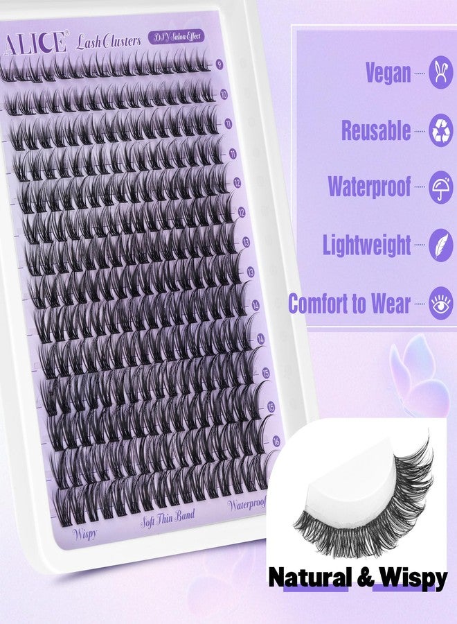 Alice Lash Clusters Natural Wispy Cluster Eyelash Extensions DIY Individual Lashes Lash Extension Waterproof Cluster Lashes 224pcs 9-16mm Soft Thin Band by ALICE - Image 4