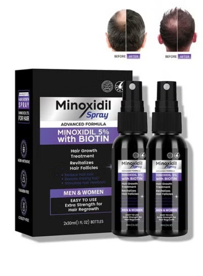 minoxidil spray 5% Minoxidil Spray for Men Women, 2 pcs 30ml Minoxidil for Women Hair Growth, Minoxidil for Men Hair and Beard Growth Spray - Image 1