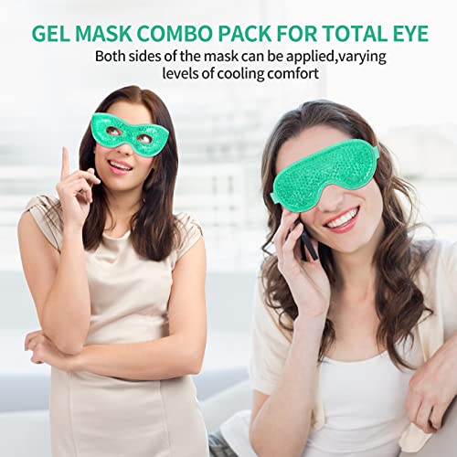 CONSGIJI 2PCS Gel Eye Mask Reusable Cold Therapy Gel Bead Eye Mask for PuffinessDark CirclesEye BagsDry EyesHeadachesMigrainesStress ReliefGreen - Image 5