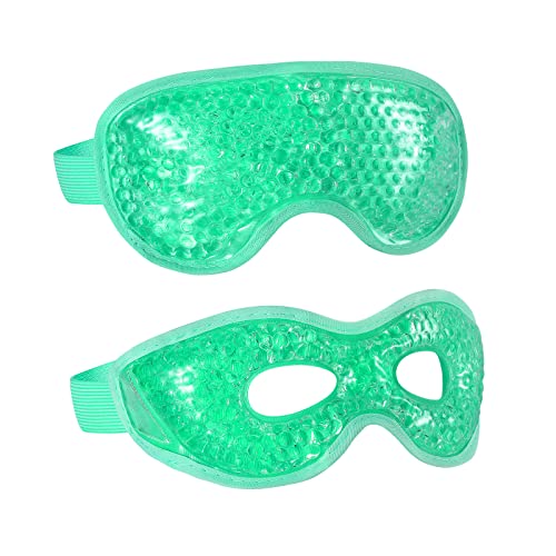 CONSGIJI 2PCS Gel Eye Mask Reusable Cold Therapy Gel Bead Eye Mask for PuffinessDark CirclesEye BagsDry EyesHeadachesMigrainesStress ReliefGreen - Image 2
