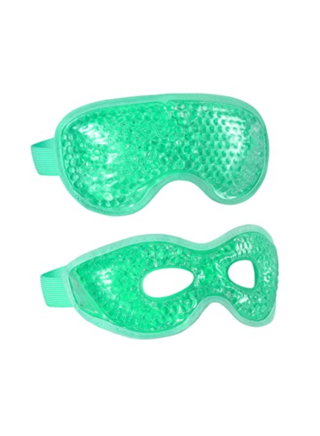 CONSGIJI 2PCS Gel Eye Mask Reusable Cold Therapy Gel Bead Eye Mask for PuffinessDark CirclesEye BagsDry EyesHeadachesMigrainesStress ReliefGreen - Image 1