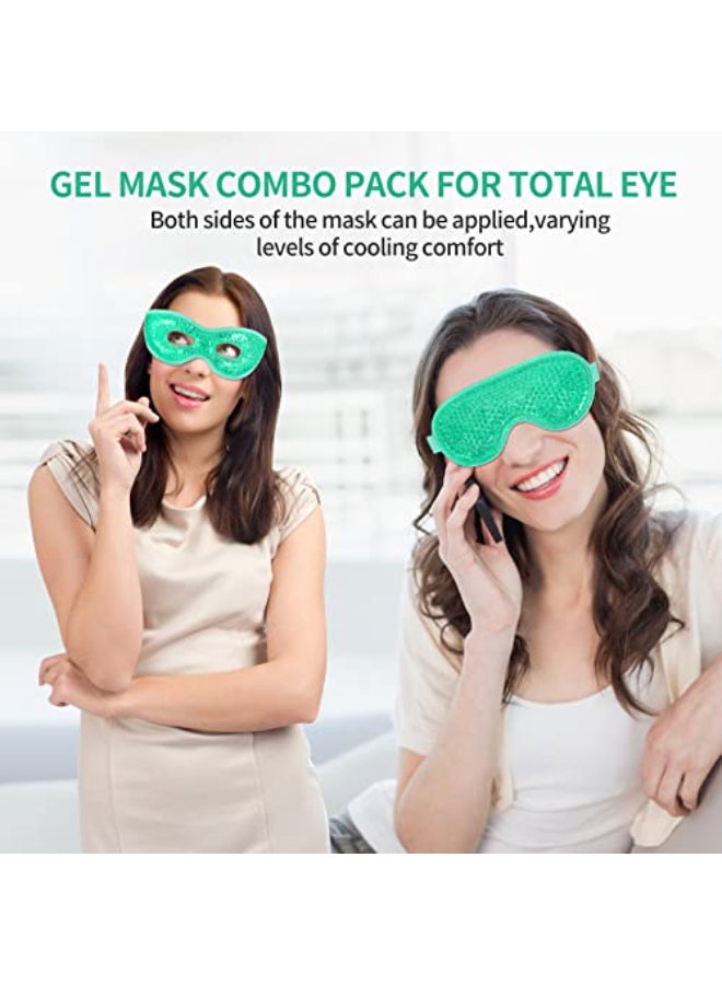 CONSGIJI 2PCS Gel Eye Mask Reusable Cold Therapy Gel Bead Eye Mask for PuffinessDark CirclesEye BagsDry EyesHeadachesMigrainesStress ReliefGreen - Image 4