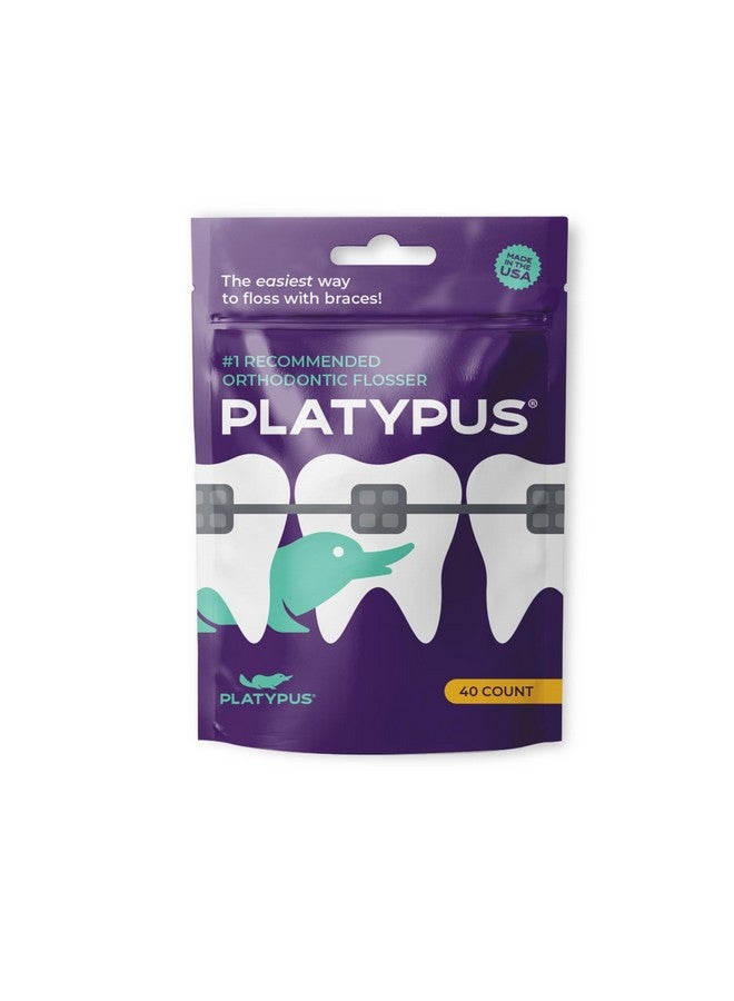 Platypus Orthodontic Flossers for Braces | Ortho Picks for Adults & Kids | Fits Under Arch Wire | Non-Damaging | Encourage Flossing Habits | Floss Teeth in Less Than Two Minutes | 40 Count (Pack of 1) - Image 1