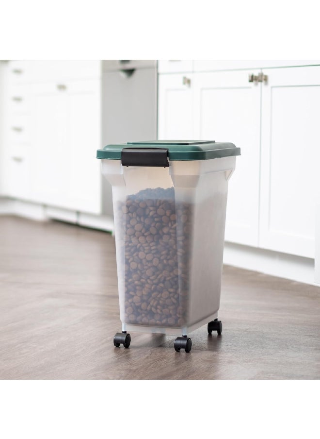 IRIS Airtight Attachable Wheels Pet Food Container Clear and Green 28 Quart 296001  - Image 2