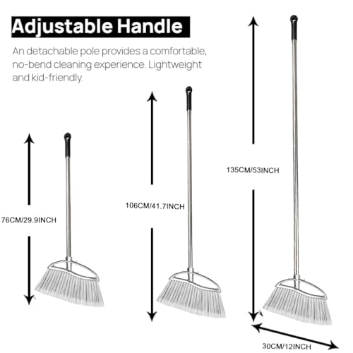 GLOYY Outdoor Stiff Bristles Angle Broom Heavy Duty Sweeping Patio Broom with Long Handle for Garage Garden Commercial and Industrial - Image 3