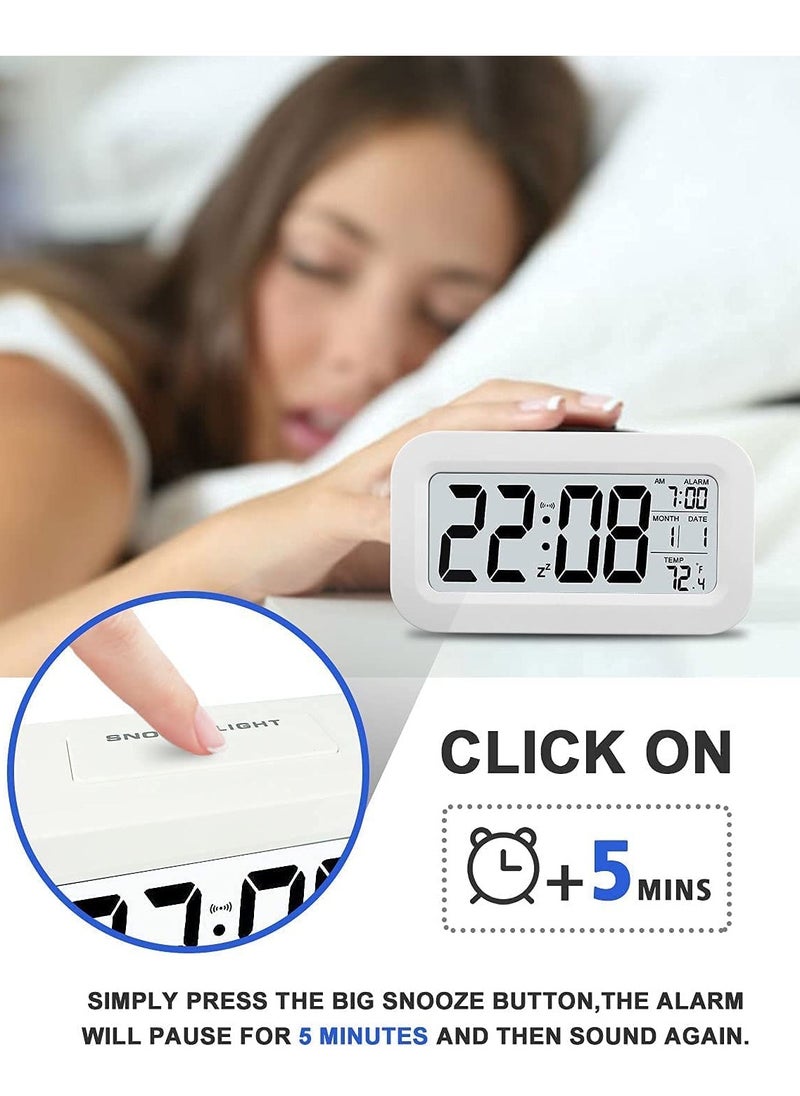 WENTCCION - Digital Alarm Clock, Alarm Clock With Numbers, Led Digital Sleep Smart Watch, Indicates Date And Temperature On Screen, With Alarm Clock, With 12/24 Hour Switch, Simple Operation (Smart alarm clock) - Image 1
