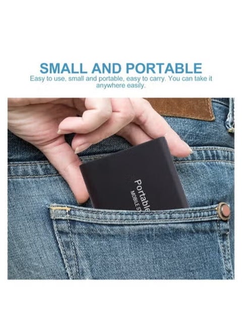 2TB Portable External Hard Drive, Mini SSD Hard Drives,Solid State External Drives,Computer Backup Drive,USB 3.1 to Type-C Support Data Storage Transfer for Windows XP PC Laptop and Mac(Black)