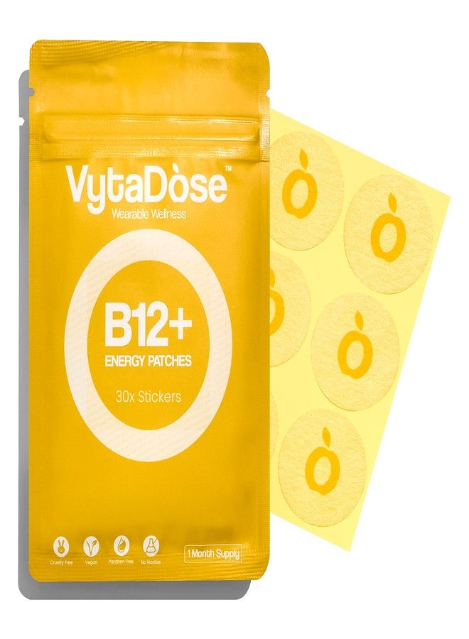 Vytadose Topical B12 Energy Patches for Mood, Energy & Cognition | Natural Caffeine Patches | Skin-Friendly, Water-Resistant | 30 Count - Image 1