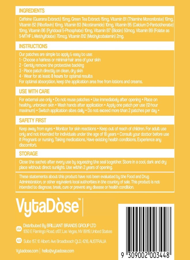 Vytadose Topical B12 Energy Patches for Mood, Energy & Cognition | Natural Caffeine Patches | Skin-Friendly, Water-Resistant | 30 Count - Image 4