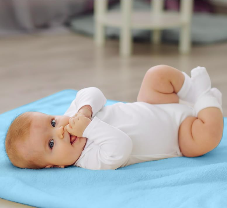 Baby Bed Protector Sheet | Reusable, Waterproof, Quick-Dry, Soft Cotton Fabric, Small Size 17x29 cm | Blue | for Newborn & Toddler  - Image 3