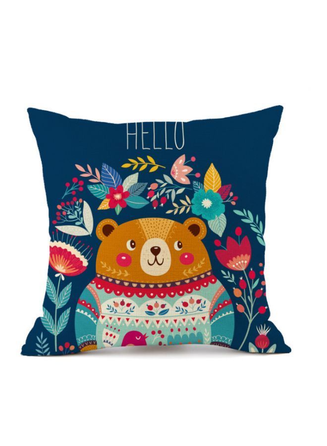 NIBEMINENT Hello Printed Cushion Cover Blue/Red/Yellow 45x45cm