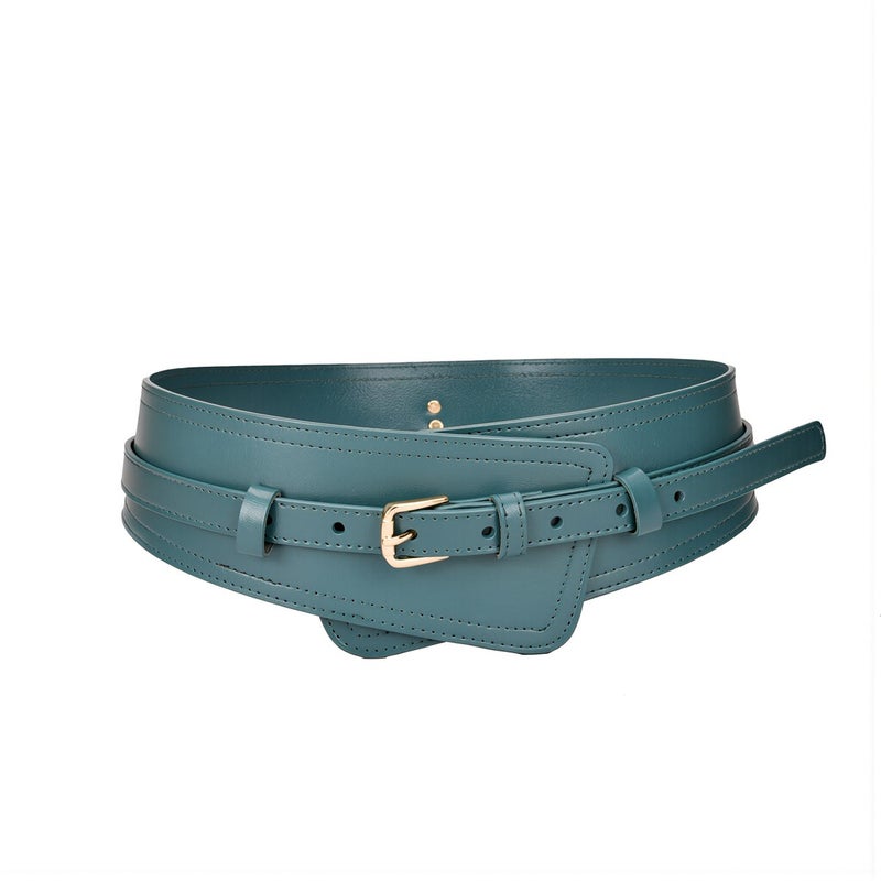 Genuine Leather Women Wide Waist Belt Soft Cowhide For Coat 41.3 Inch - Image 1