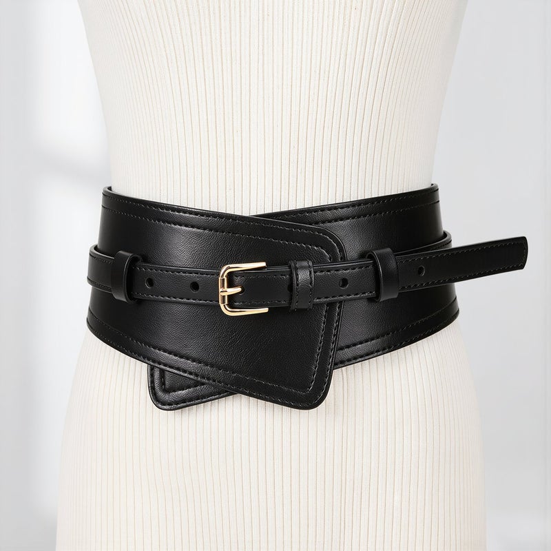 Genuine Leather Women Wide Waist Belt Soft Cowhide For Coat 41.3 Inch - Image 2