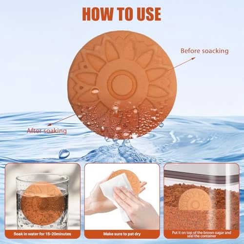 Euiaey Brown Sugar Container Airtight, Brown Sugar Keeper Storage Container with Spoon and Terracotta Savers for Softening, Stackable One-Touch Opening 1.3Qt(42Oz/1.2L) - Image 2