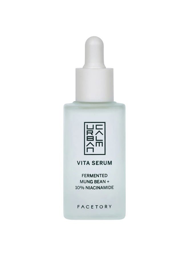 FACETORY Urban Calm Hydrating Vita Serum - Glow Boosting Facial Serum with Fermented Mung Bean & 10% Niacinamide for Fine Lines & Wrinkles - Plump & Revive Dry Skin - Smoothing & Calming - 30ml / 1.01 fl oz - Image 1