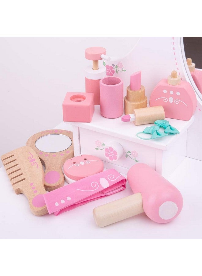 بيج جيجس تويز حقيبة خشبية للأطفال مكونة من 11 قطعة من أدوات الزينة والإكسسوارات مع حقيبة حمل منقط وردي مثالية للعب التظاهري وهدية للفتيات - Image 4